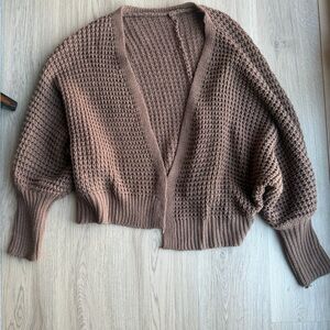 SHEIN Essence Solid Batwing Sleeve Duster Cardigan Brown Women's Size Small